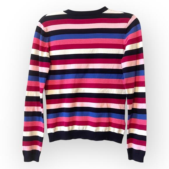 Laura Ashley Knit Sweater Long Sleeve Striped 1/4 Button Vintage Cotton Sweater - Picture 10 of 14